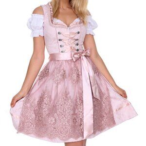 Beautiful pink Oktoberfest Dirndl with blouse and apron Size 10
